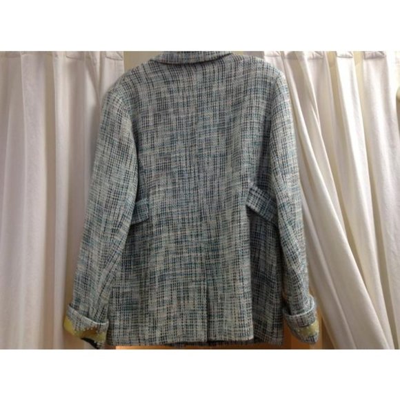 Kenzie Aqua/pink/yellow Tweed Floral Embroidered Coat/jacket 14 - Picture 6 of 7